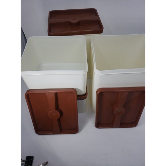Poly Flex Republic Canister Set Vintage MCM Four Piece Brown 4 Lids Model 239 - Picture 11 of 12